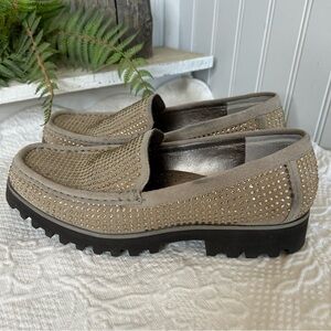 DONALD J PLINER Rio Rhinestone Beaded Blingy Suede Loafers